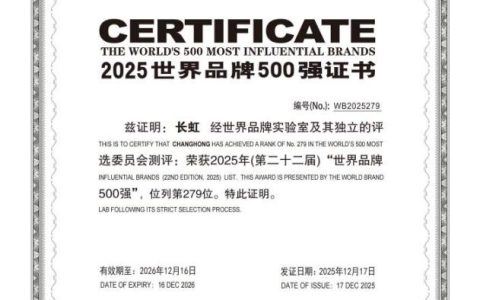 被全球品牌体系验证的中国样本：长虹全球排名跃升4位